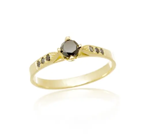 Zlatý prsten s černými diamanty-brilianty BP0113F + DÁREK ZDARMA
