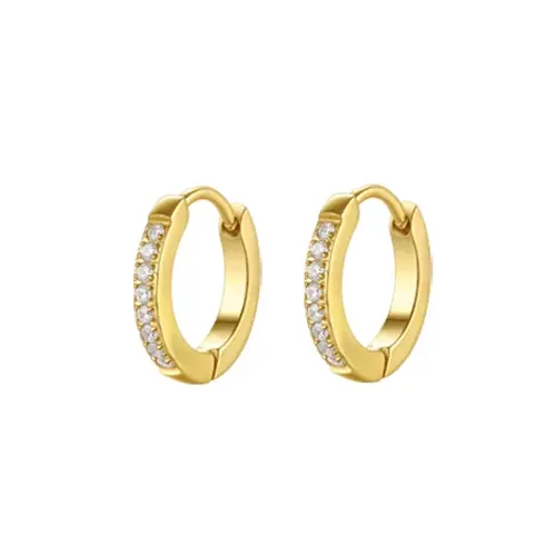 Náušnice Luca Barra pozlacené kroužky z chirurgické oceli s krystaly 13 mm OK1553