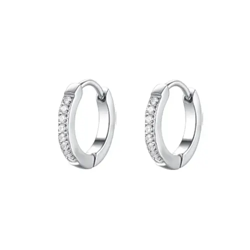 Náušnice Luca Barra kroužky z chirurgické oceli s krystaly 13 mm OK1552