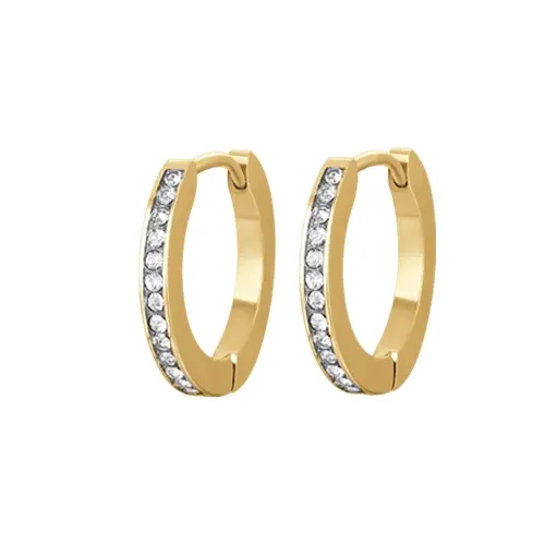 Náušnice Luca Barra pozlacené kroužky z chirurgické oceli s krystaly 18 mm OK1239