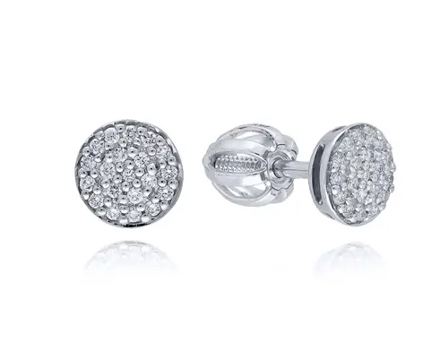 Naušnice z bílého zlata pecičky/kolečka s diamanty BN0042F + DÁREK ZDARMA