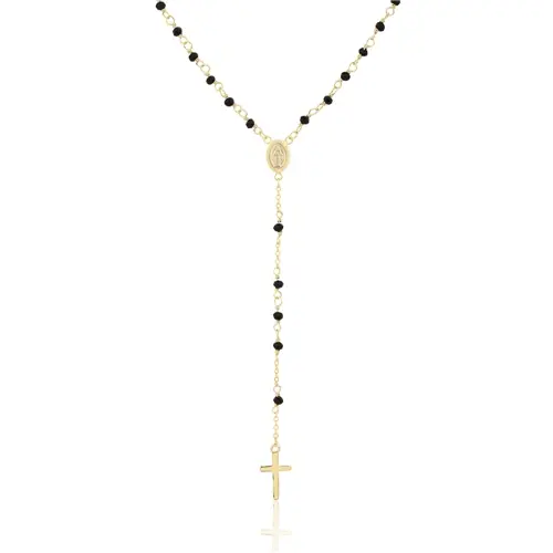 Stříbrný zlacený růženec s křížkem a madonkou 47 cm SVLN0673XJ6GB45 + dárek zdarma