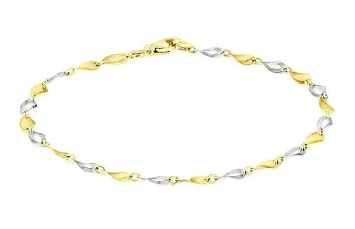 Dámský zlatý dvoubarevný žlutobílý článkový náramek 19 cm ZLNA1594F + Dárek zdarma