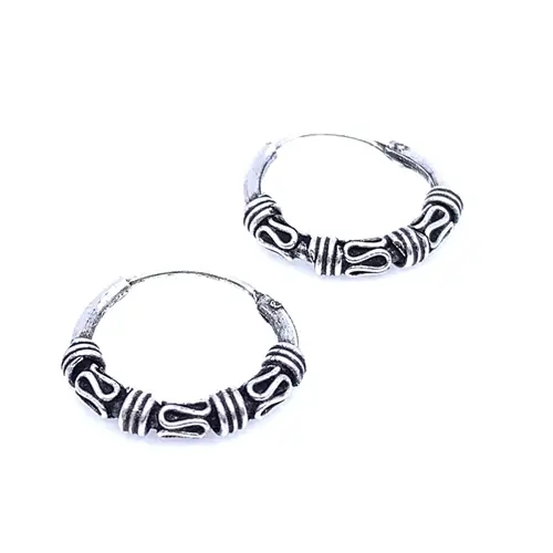 Stříbrné naušnice kruhy s patinou 14 mm STNAU2083F