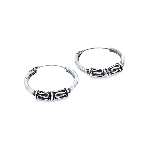 Stříbrné naušnice kruhy s patinou 14 mm STNAU2084F