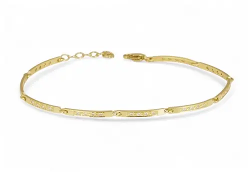 Elegantní zlatý článkový náramek s diamanty DNA009F + dárek zdarma
