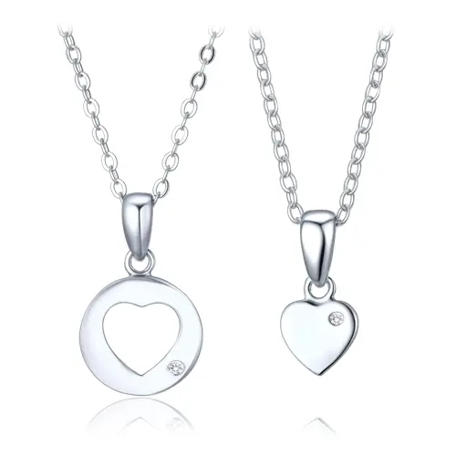 Set stříbrných náhrdelníků se srdíčkem matka + dcera JMAS0316SN00 + dírek zdarma