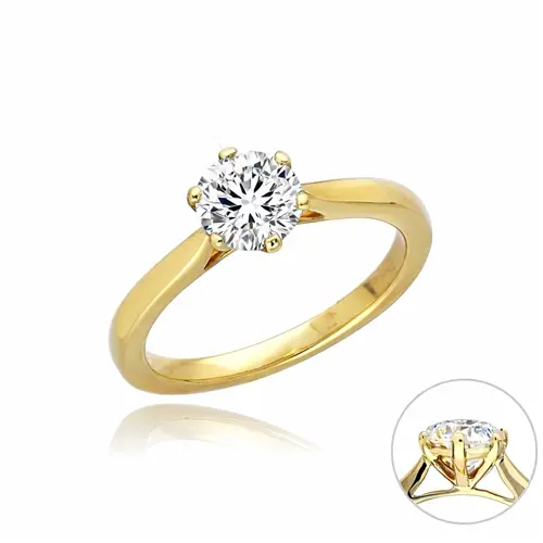 Zásnubní prsten ze žlutého zlata s lab-grown diamantem MOISS RAL00235 + DÁREK ZDARMA