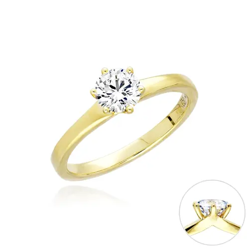 Zásnubní prsten ze žlutého zlata s lab-grown diamantem MOISS RAL00214 + DÁREK ZDARMA