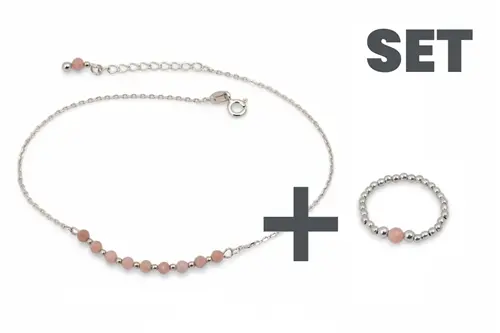 Set stříbrného náramku a prstenu na nohu 7 Angelic Eyes s Rodonity STNA0930F + dárek zdarma