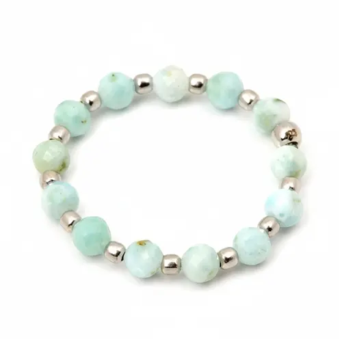 Flexibilní prsten 7 Angelic Eyes se stříbrnými kuličkami a larimary STRP0632F
