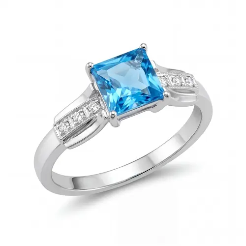 Zlatý prsten s topazem a diamanty 0034