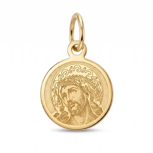 Přívěšek medailonek Ježiš Kristus ze žlutého zlata ZZ1667F + dárek zdarma
