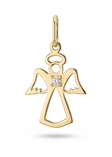 Zlatý přívěšek andílek s přírodním diamantem BZ0019F + dárek zdarma