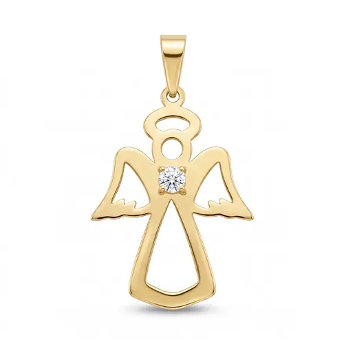 Zlatý přívěšek anděl s přírodním diamantem BZ0020F + dárek zdarma
