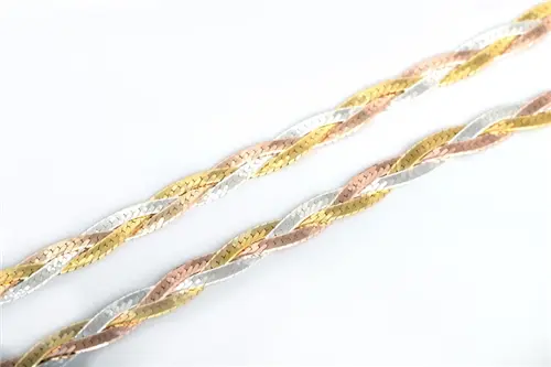 Stříbrný proplétaný náhrdelník tříbarevný 45 cm STRR0171F + dárek zdarma