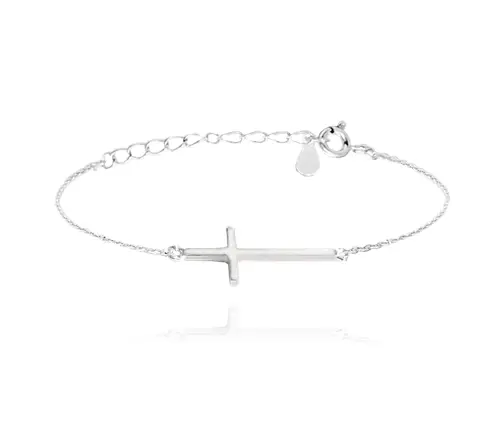 Dámský stříbrný náramek s křížkem JMAS0062SB16 16-19 cm