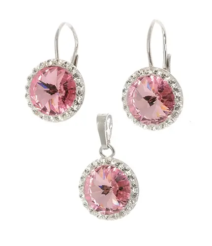 Stříbrna souprava s krystaly Swarovski STRS0282F
