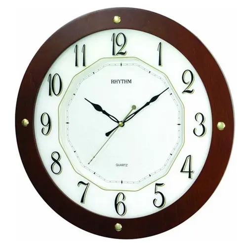 Dřevěné hodiny s tichým chodem Rhythm CMG977NR06 + DÁREK ZDARMA