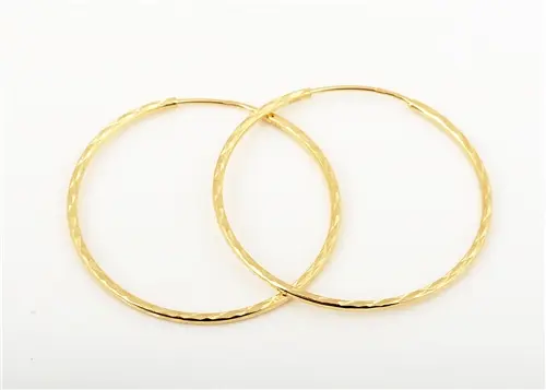 Dámské náušnice kruhy ze žlutého zlata 34 mm NA0845F + DÁREK ZDARMA