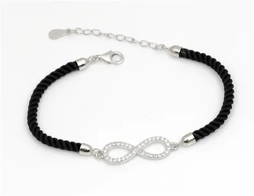 Stříbrný náramek nekonečno se zirkony 15,5-19 cm STNA0506F
