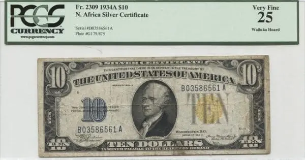 Stříbrný certifikát 10 dolarů 1934A (Hamilton)