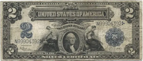 Stříbrný certifikát 2 dolary z roku 1899 (Washington)