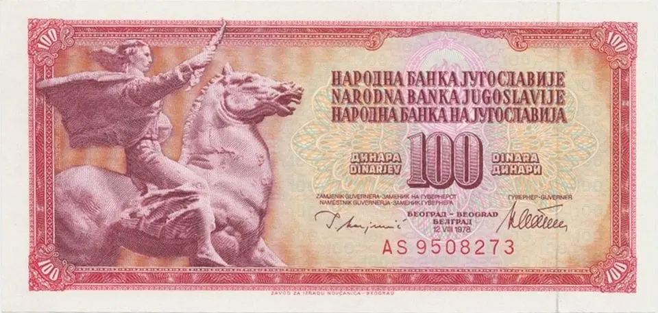 Jugoslávie 100 Dinara 1978