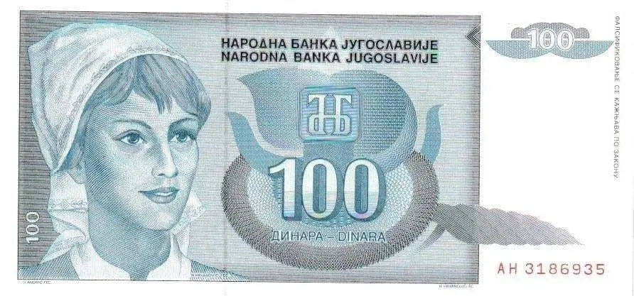 Jugoslávie sada 3 ks 10, 50, 100 Dinara Bankovka