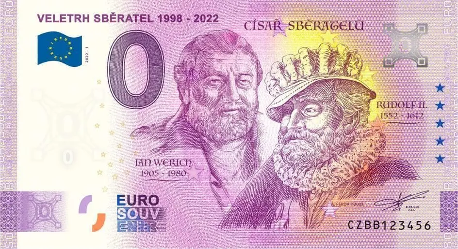 0 euro Veletrh Sběratel 1998-2022 ( Jan. Werich, Rudolf II)