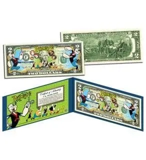 POPEYE & FRIENDS Originální zákonné platidlo 2 USD – oficiálně licencováno