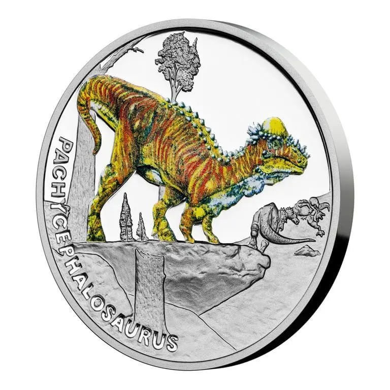 Stříbrná mince Pachycephalosaurus 1 oz Prehistorický svět Česká mincovna 2022 Proof-like