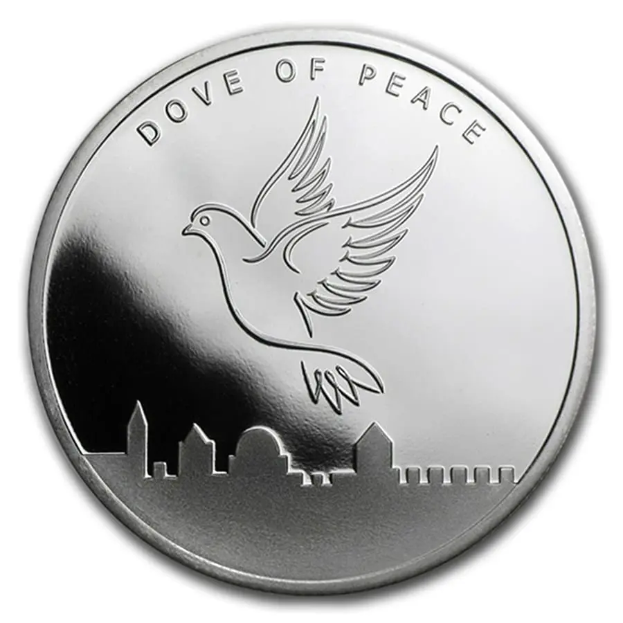 Izrael – 1 oz stříbrná mince 2017 Holubice míru (Dove of Peace) Jeruzalém Ag 999 Holy Land Mint
