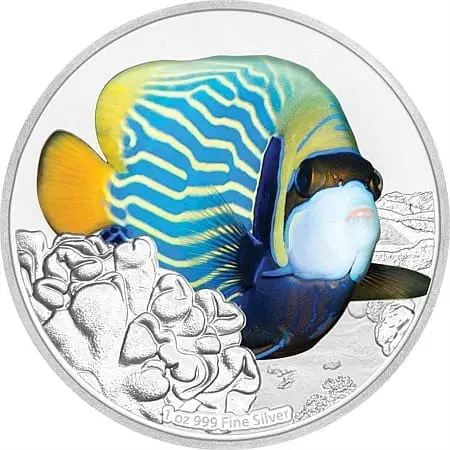 Stříbrná mince Angelfish 1 oz Proof Color Niue Island (2018)