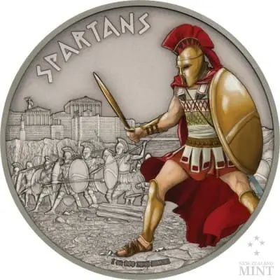 Stříbrná mince Sparťané 1 oz  Antique Finish Niue 2017  Ag 999  2 NZD