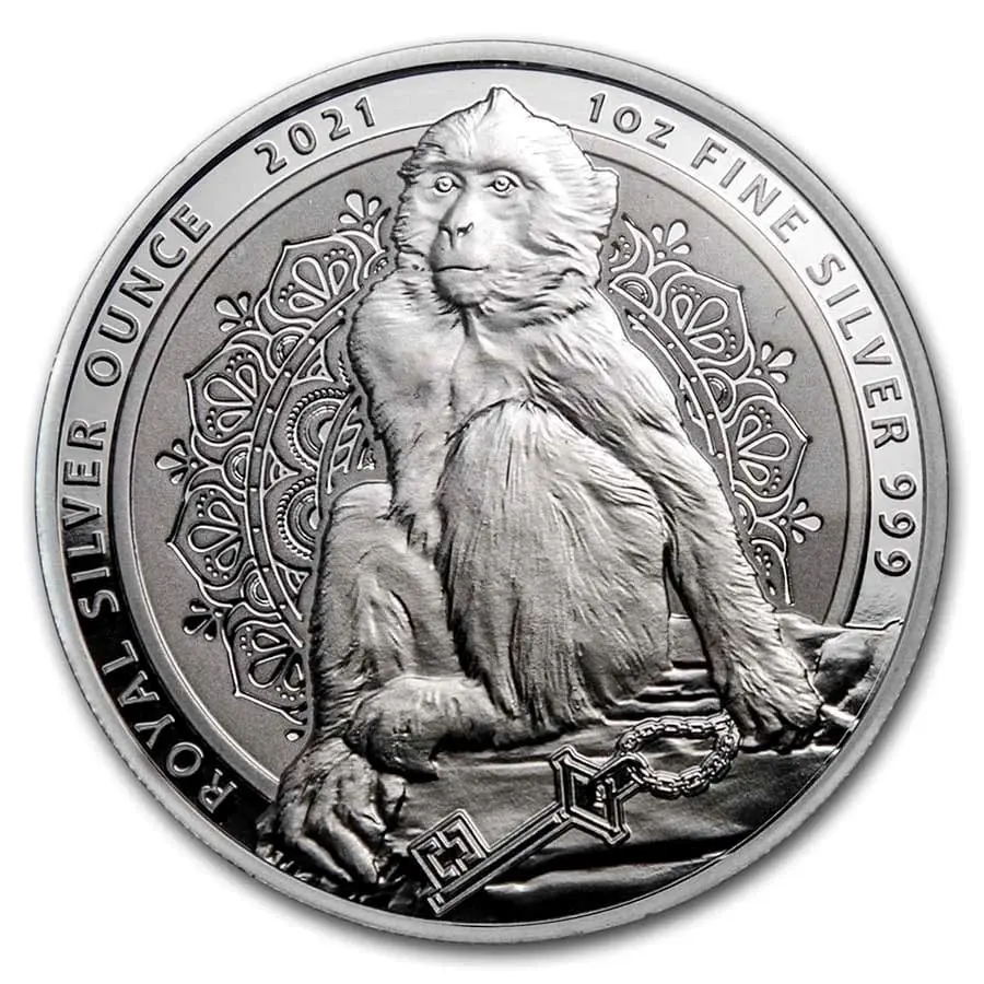 Gibraltar – 1 oz Stříbrná mince MAKAK BARBARSKÝ (Barbary Macaque) Ag 999 50 000 ks