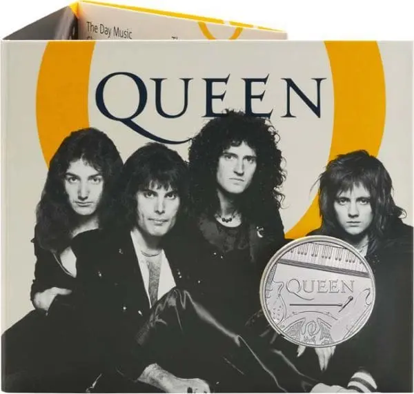 Velká Británie – 5 GBP Mince 2020 QUEEN (Music Legends) 28,28g CuNi Brilliant Uncirculated Royal Mint