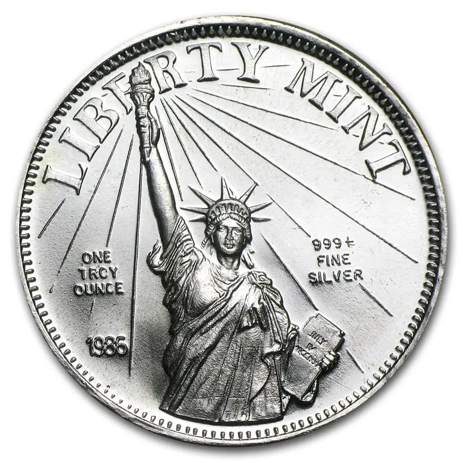 Stříbrná mince Liberty Mint 1 oz SilverTowne Ryzí stříbro 999 Ústava USA