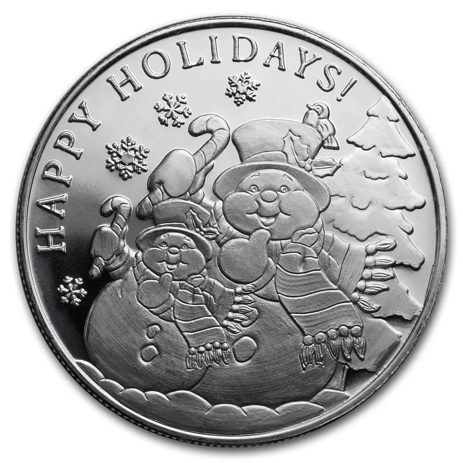 Stříbrná medaile Sněhulák 1 oz Happy Holidays 2018 USA Ag 999 SilverTowne