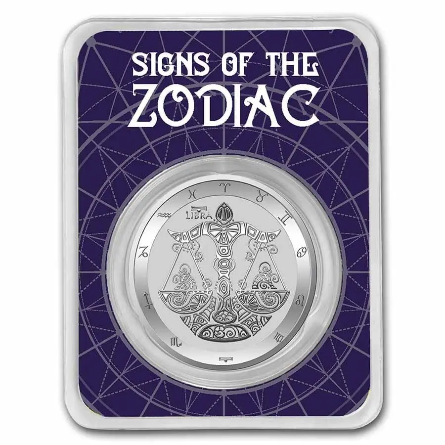 9Fine Mint Zvěrokruh Váhy 1 oz Stříbro