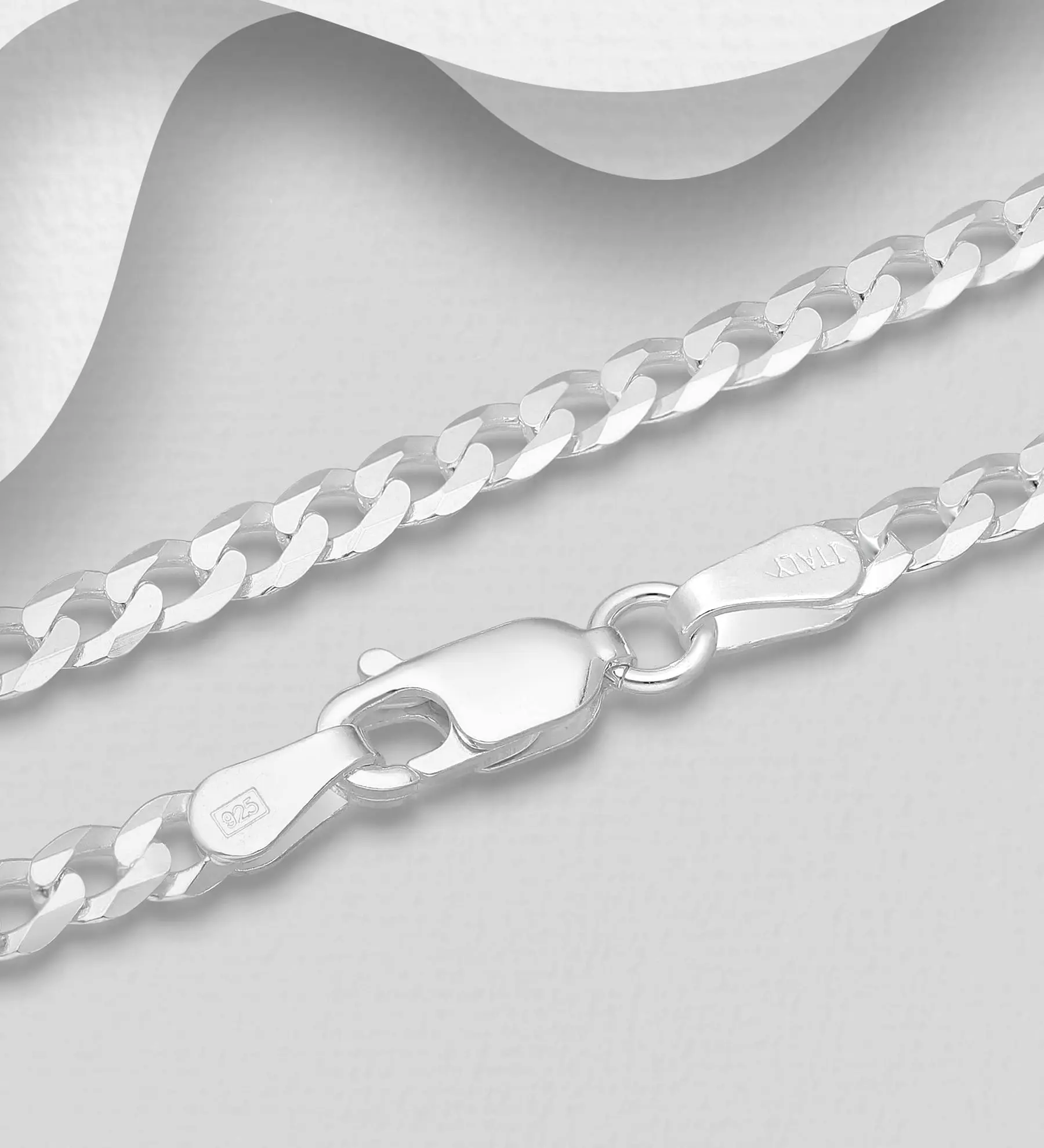 Stříbrný řetízek Figaro , 3 mm široký, o délce 55,9 cm Made in Italy