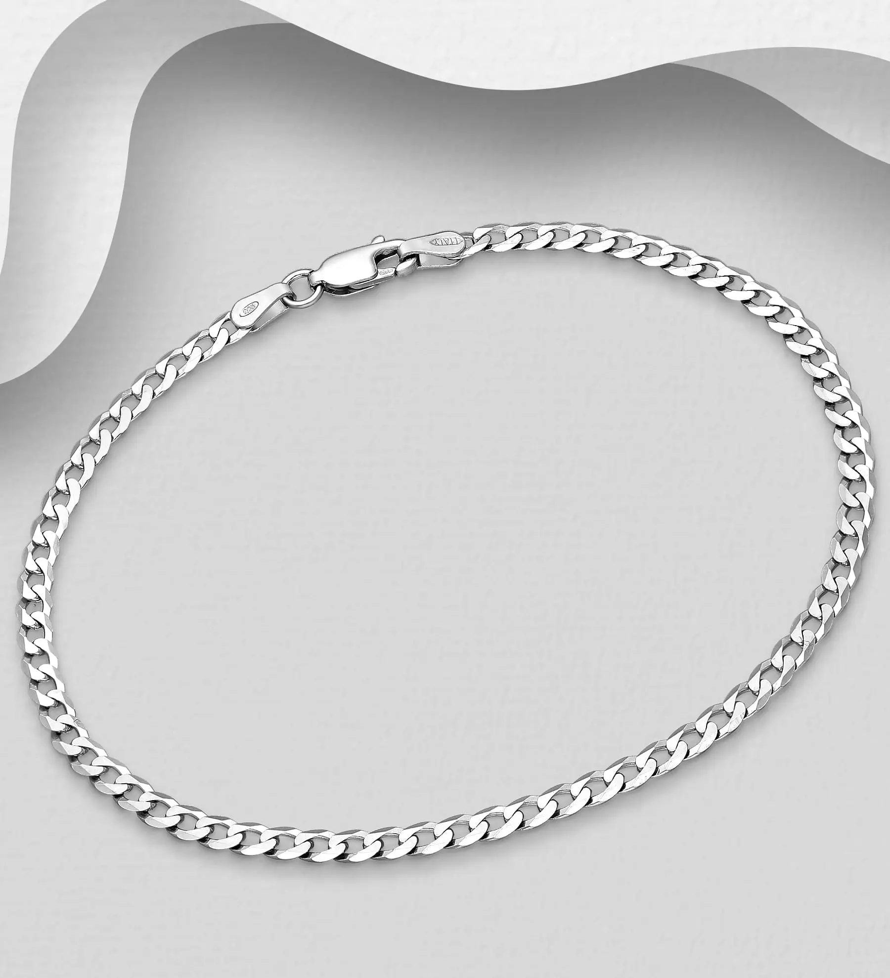 Italian Delight -náramek 925 Stříbro, 3 mm široký, Rozměr 17.8 cm