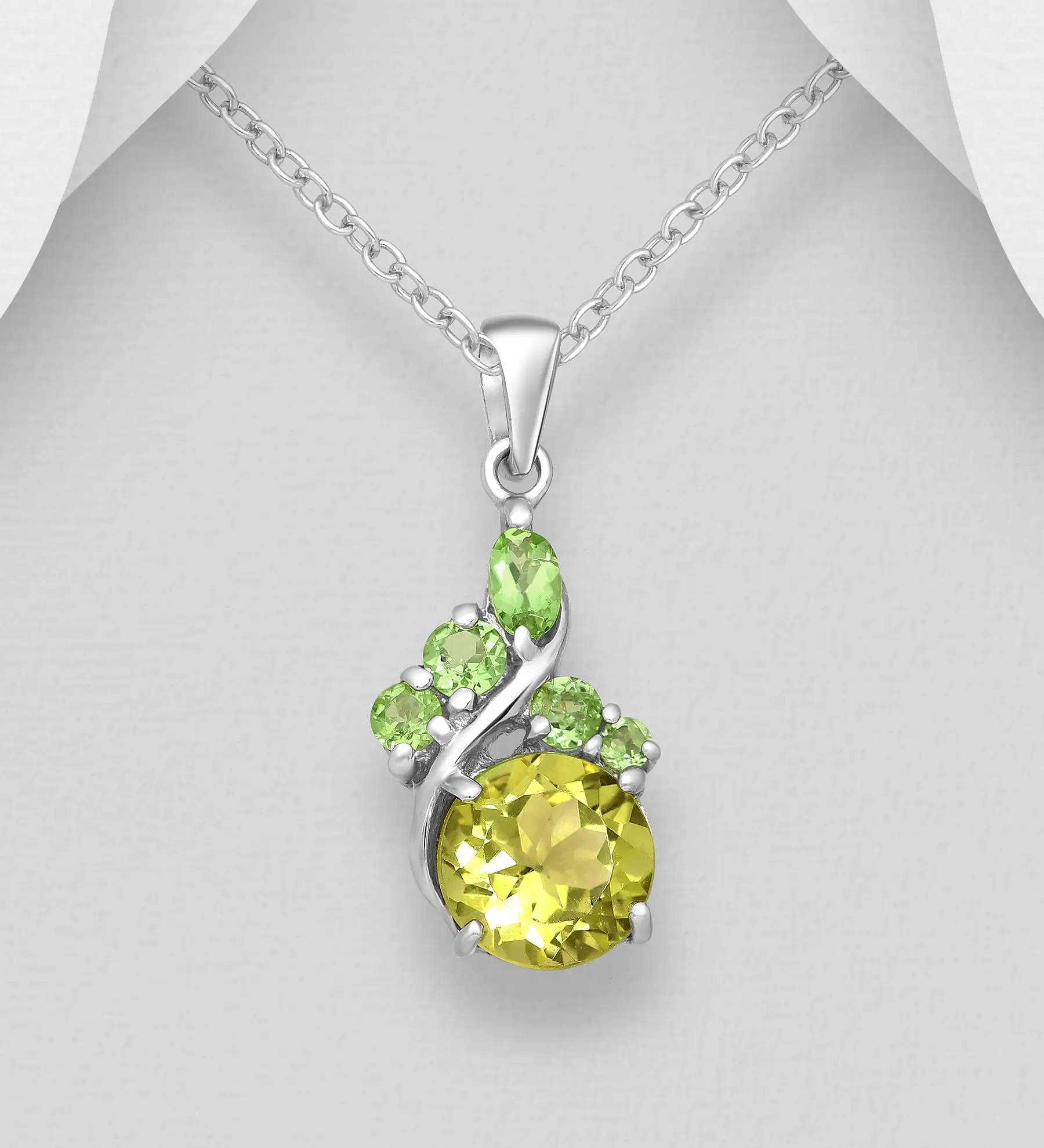 Přívěsek ze stříbra 925 s Citronovým křemenem a peridotem