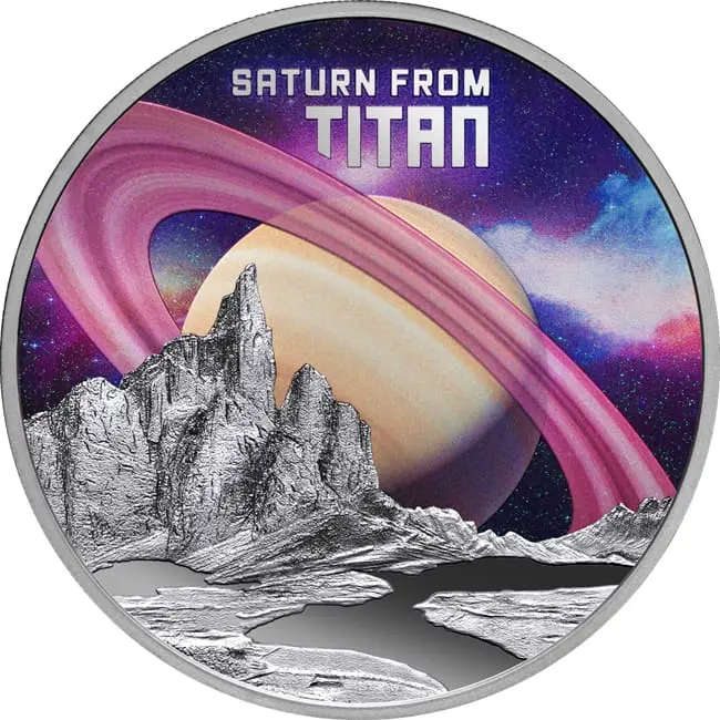 Stříbrná mince Saturn z Titanu 1 Oz