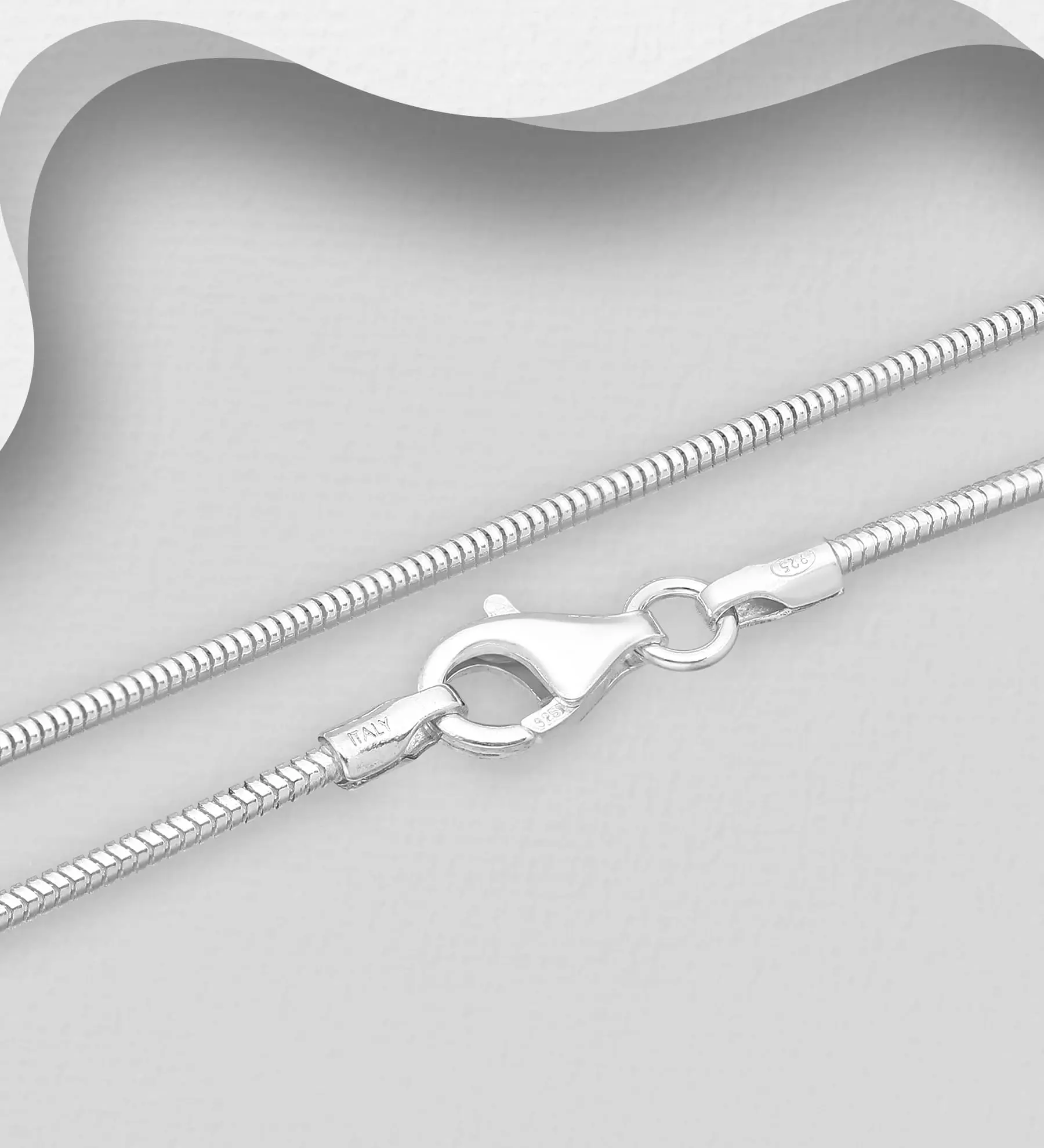 925 Sterling Stříbro hadí (kulatý) řetízek 40,6 cm