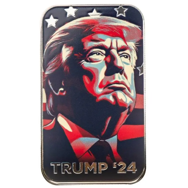 Prezidentská kampaň Donald Trump 2024 1 oz stříbro Proof Like v kapsli – Scottsdale Mint