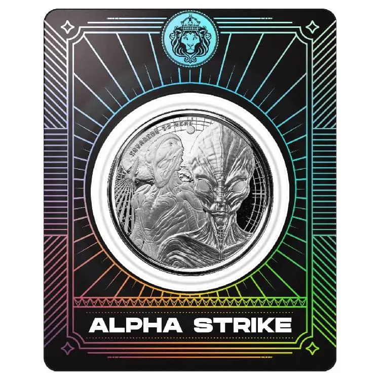 Alien Invasion Is Here Alpha Strike 2023 20 Cedis 1 oz stříbrná mince s certifikátem Certi-Lock, Ghana, mincovna Scottsdale