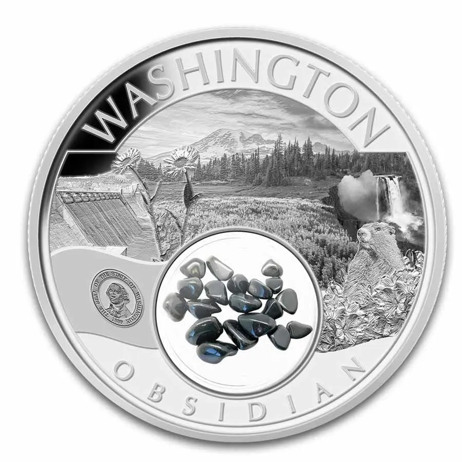2024 1 oz Ag Treasures of the US Washington Obsidian Native Mint