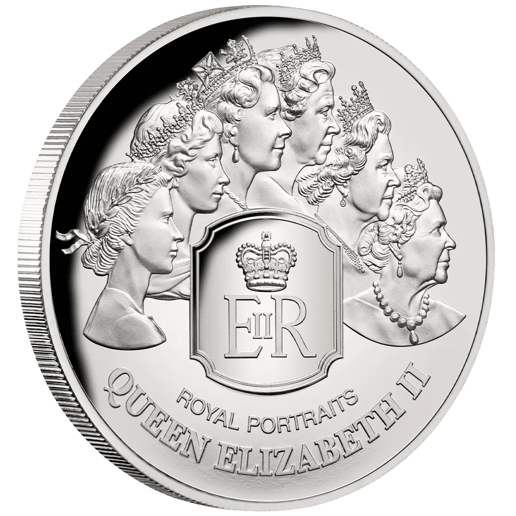 Stříbrná mince 1 oz – Královské portréty – Královna Alžběta II – 2020