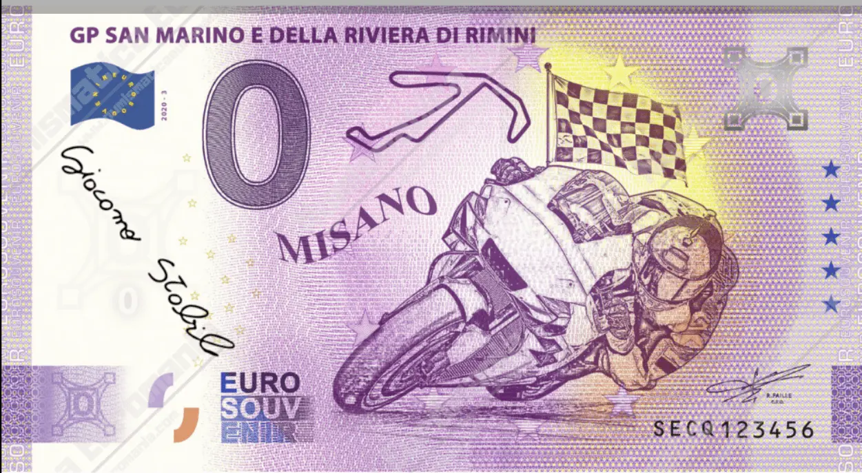 0 Euro Suvenýrová bankovka – ITÁLIE: GP San Marina a Riviéra Romagnola (Misano)